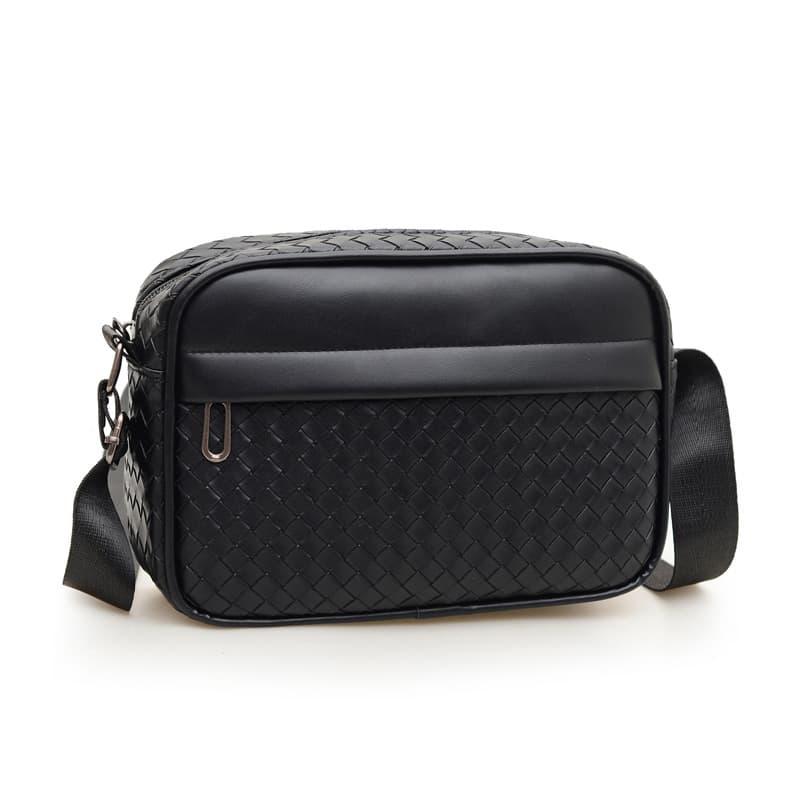 New cross-border men's woven shoulder bag/crossbody bag/PU leather sports bag/multi-functional storage bag/portable backpack