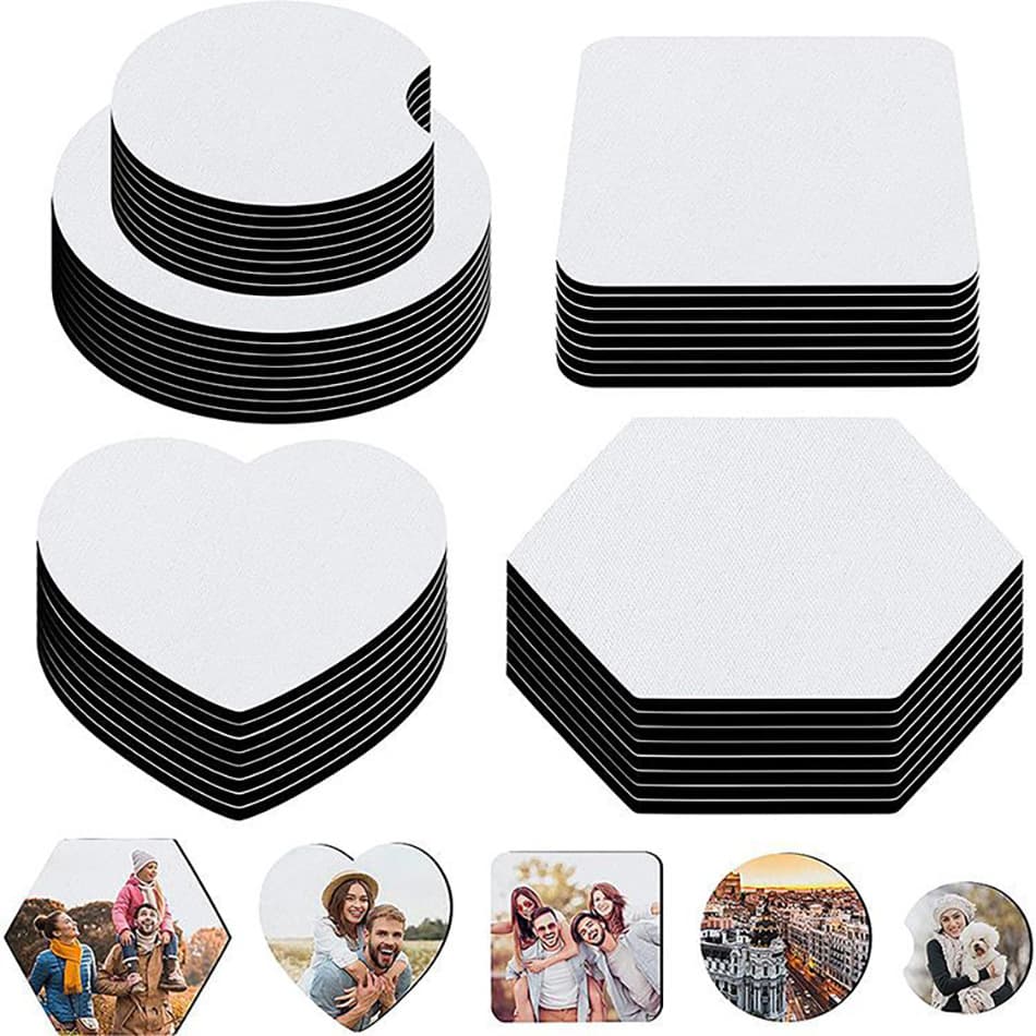 In-stock cross-border hot-selling embossed neoprene white car cup mat, heat transfer/sublimation DIY graffiti supplies cup.