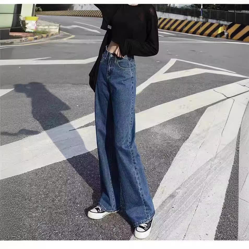 High-waisted Slimming Loose-fit Women's Jeans Stylish Trendy Draped Straight-leg Bell Bottoms Denim