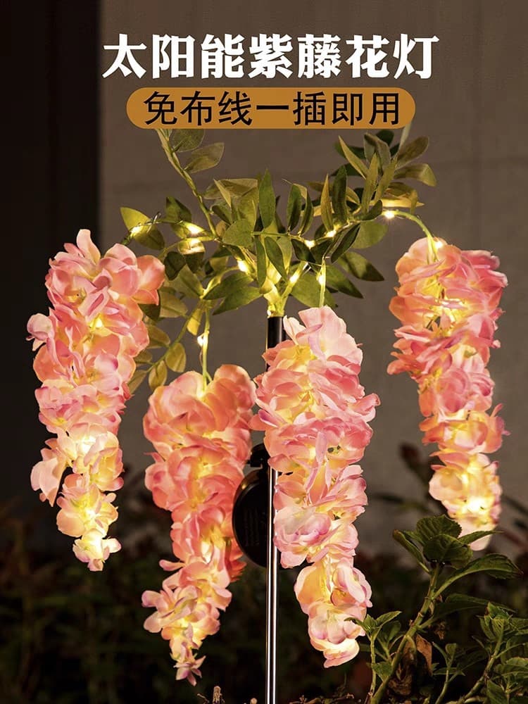 Solar Simulated Wisteria Flower Light Waterproof Outdoor Decorative Garden Lawn Light Balcony Patio Ambience Lamp