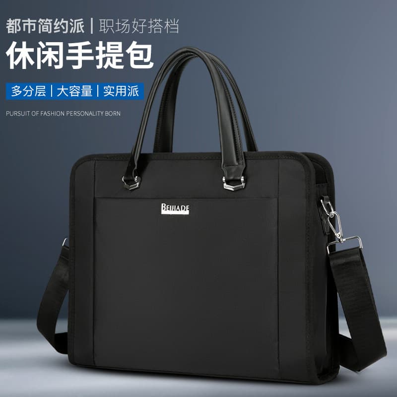 New Cross-border Men's Handbag Waterproof Oxford Cloth Business Briefcase Shoulder Laptop Bag Large Capacity Trendy Men's Bag