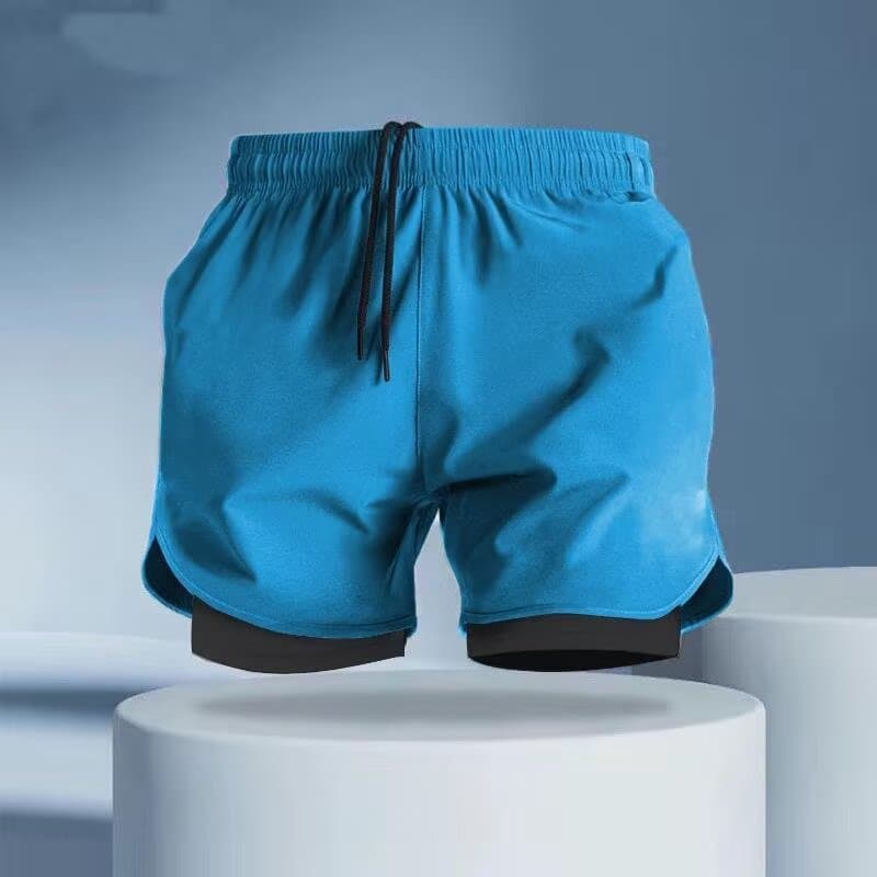 Men's Swim Trunks Anti-Embarrassment 2026 New Quick-Dry Large Size Breathable Fake Two-Layer Hot Spring Swimming Sports Beach Shorts