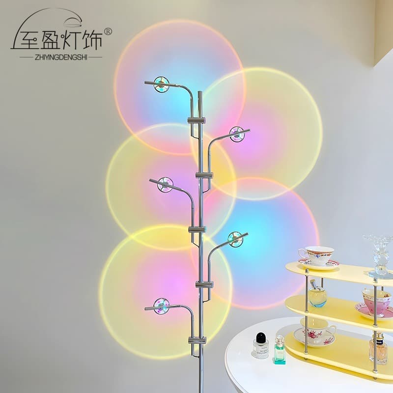 Designer Internet-Famous Light and Shadow Floor Lamp, Sunset Atmosphere Lamp, Light Luxury Minimalist Live Streaming Background Projection Lamp, Light and Shadow Lamp