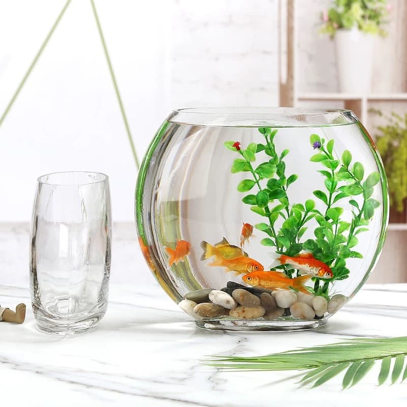 Creative ultra-white flat goldfish tank oval living room entrance tropical fish tank desktop mini small glass fighting fish tank