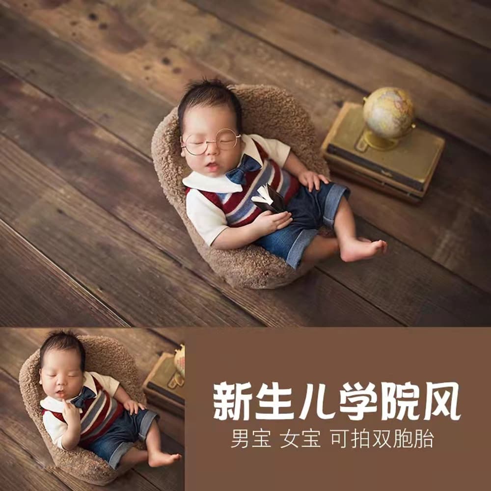 New Cross-Border Newborn Photography Outfit Twins Boys Girls Preppy Style Vest Shirt Shorts Skirt Set