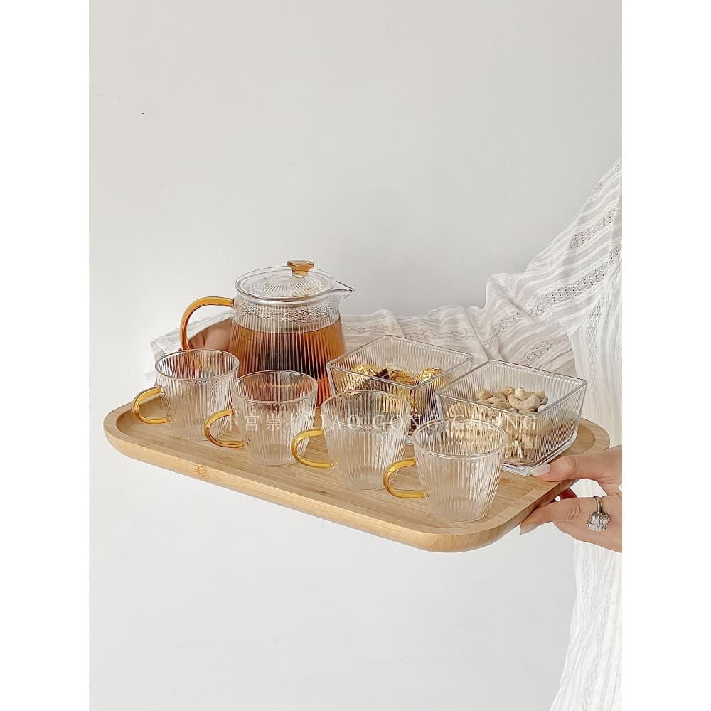 Chinese Tea Set Household Glass Tea Cup Heat-Resistant Teapot Tea-Water Separation Afternoon Tea Wellness Flower Tea Cup