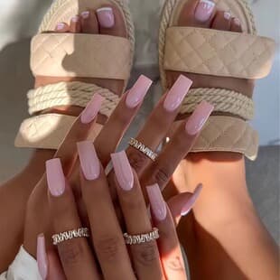 Cross-border Two-piece Set Nail Art Solid Color Sweet Pink Hand and Foot Fake Nail Set Nail Art Tips Wholesale