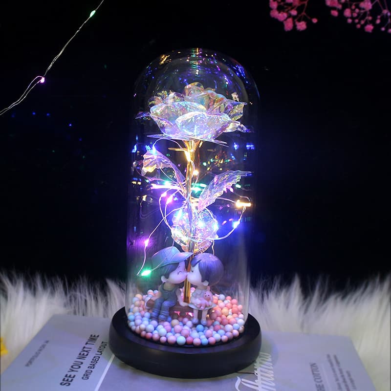 Creative LED Night Light Gold Foil Rose for Birthday, Qixi Festival, Valentine's Day, 520 Surprise Gift for Girlfriend