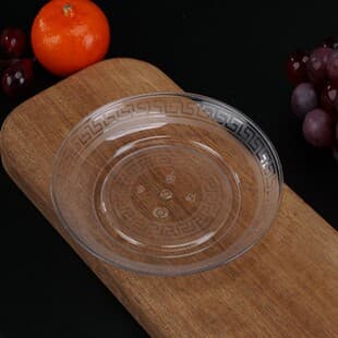 Disposable Tableware Plates, Hardened and Thickened Heat-Resistant Dinner Plates, Transparent Plastic Fruit Plates, Round Banquet Serving Plates