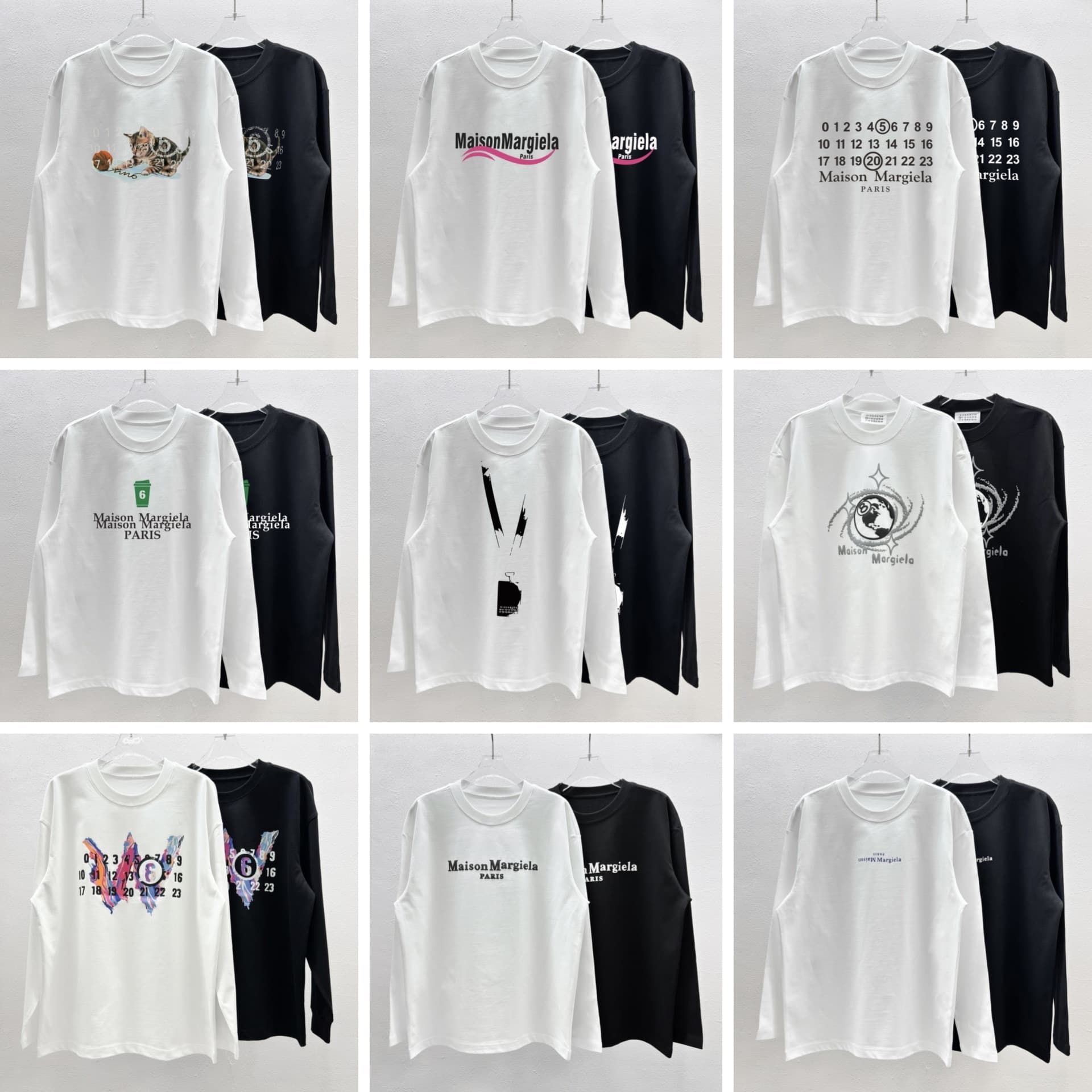 Cross-border trendy brand Maison Margiela MM6 crew neck long sleeve T-shirt base layer, unisex, in stock for drop shipping
