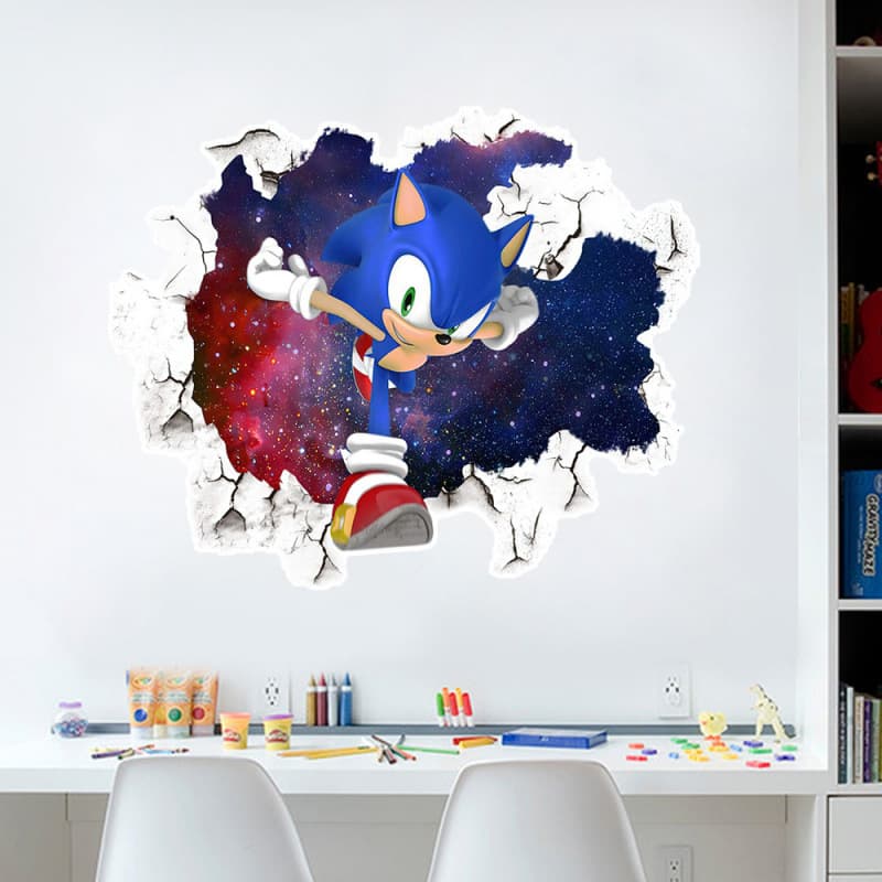 New Cartoon Sonic Stickers Self-Adhesive Wholesale PVC Children's Room Wall Decoration Anime Graffiti Wall Stickers