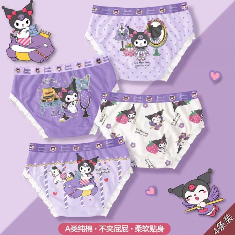 Kuromi Pure Cotton Triangle Kids Underwear Breathable Cardio Small Medium Large Girls Panties Girls' Bottoming Pants
