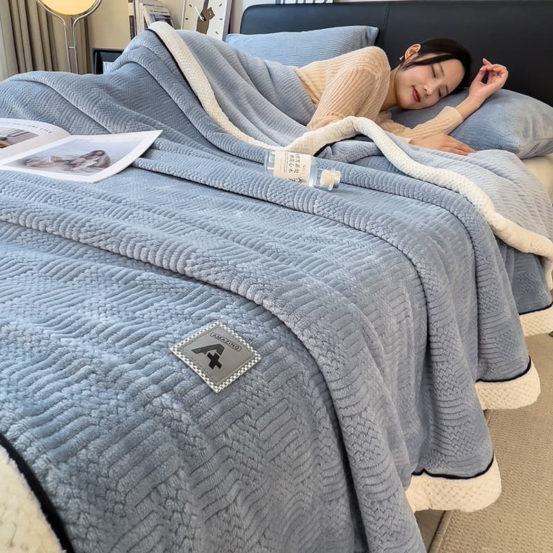 Baby-Grade Simple Knitted Fleece Blanket Milk Fleece Blanket Sofa Blanket Coral Fleece Air Conditioning Blanket Thickened Throw Blanket