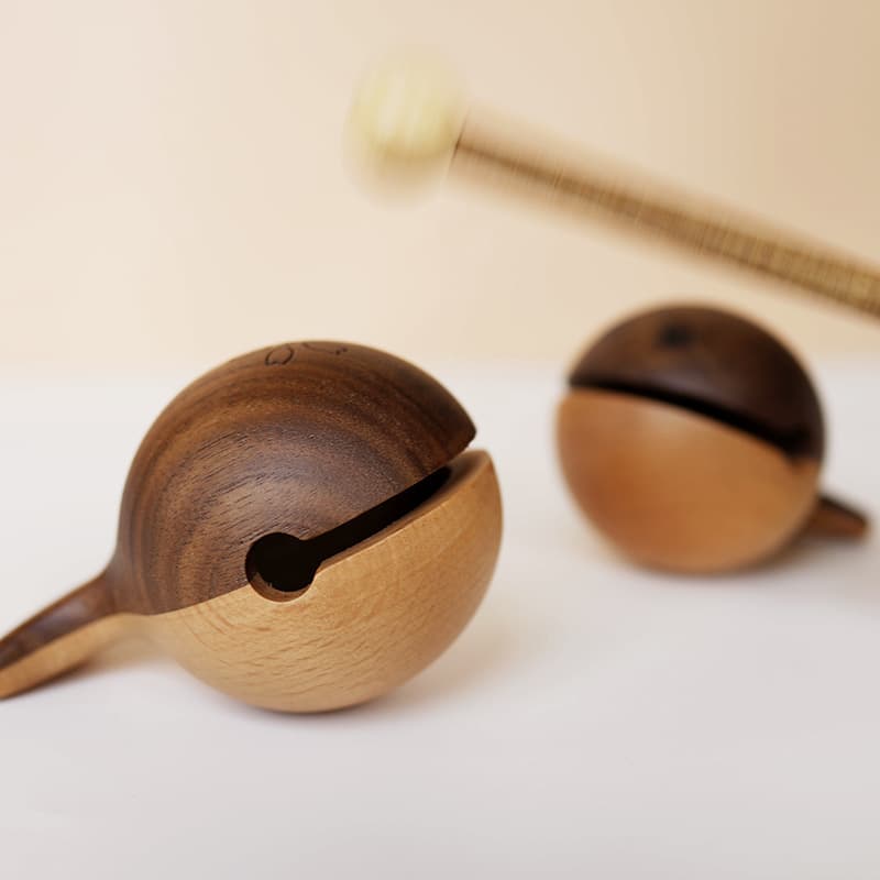 Knock Knock Small Wooden Fish - Black Walnut Cultural and Creative Wooden Fish Stress Relief Tool for Office Workers, Mindful Percussion Instrument, Solid Wood Ornament