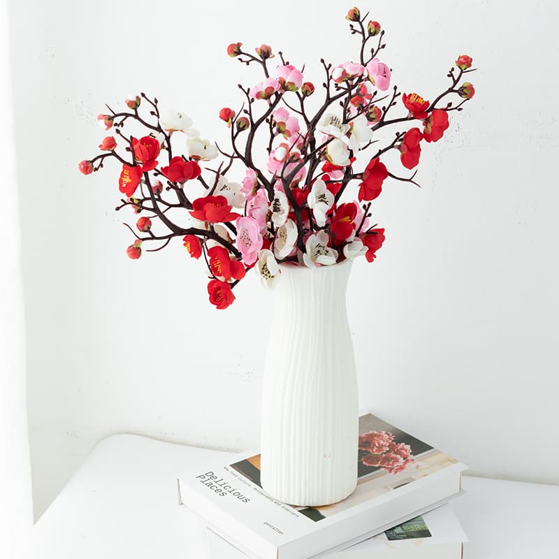 Chuangqu artificial flower single wintersweet home decoration New Year ornaments shooting landscaping small pointed plum fake flower manufacturer wholesale