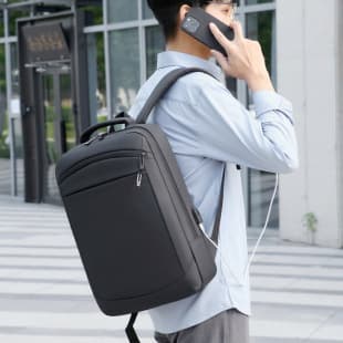 Business Backpack Premium Solid Color Large Capacity Double Shoulder Backpack Commuter Laptop Bag for Men Handbag Cross-Border
