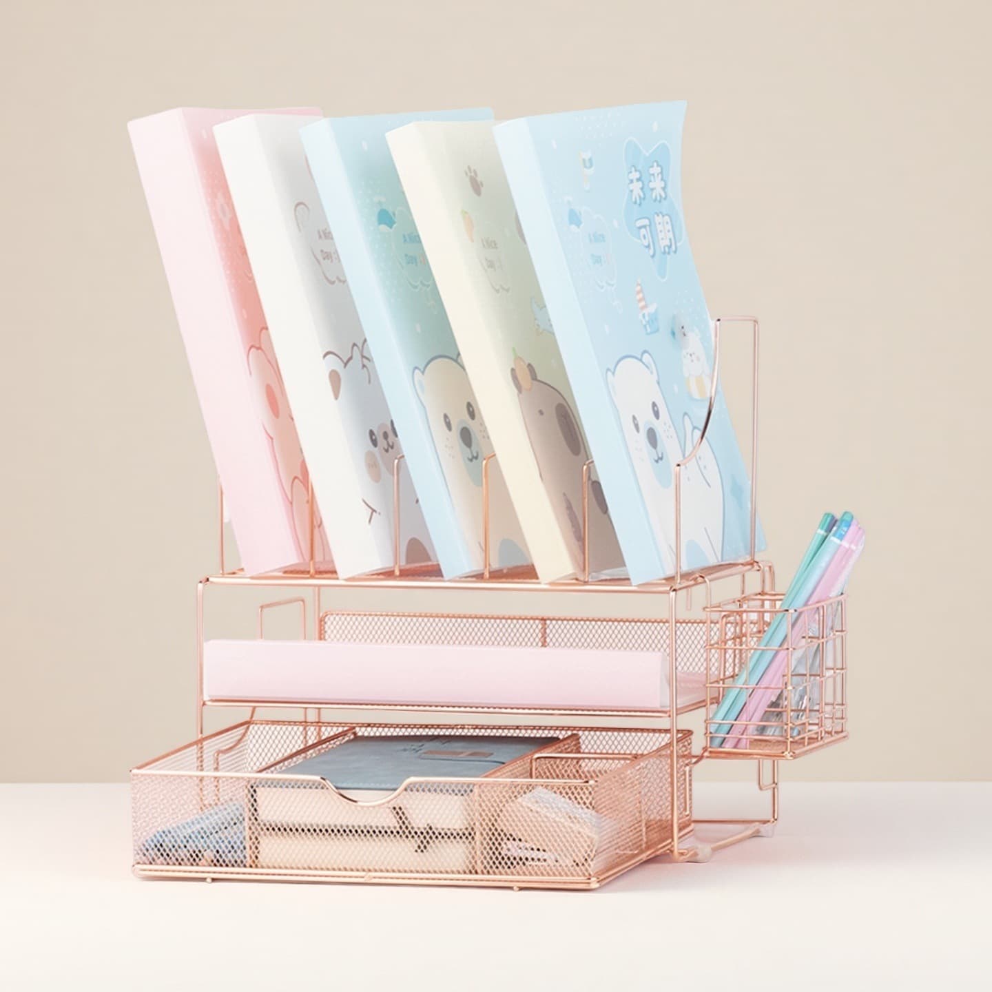 Creative Partition Metal Drawer-style Office File Organizer Document Archive Stationery Storage Rack
