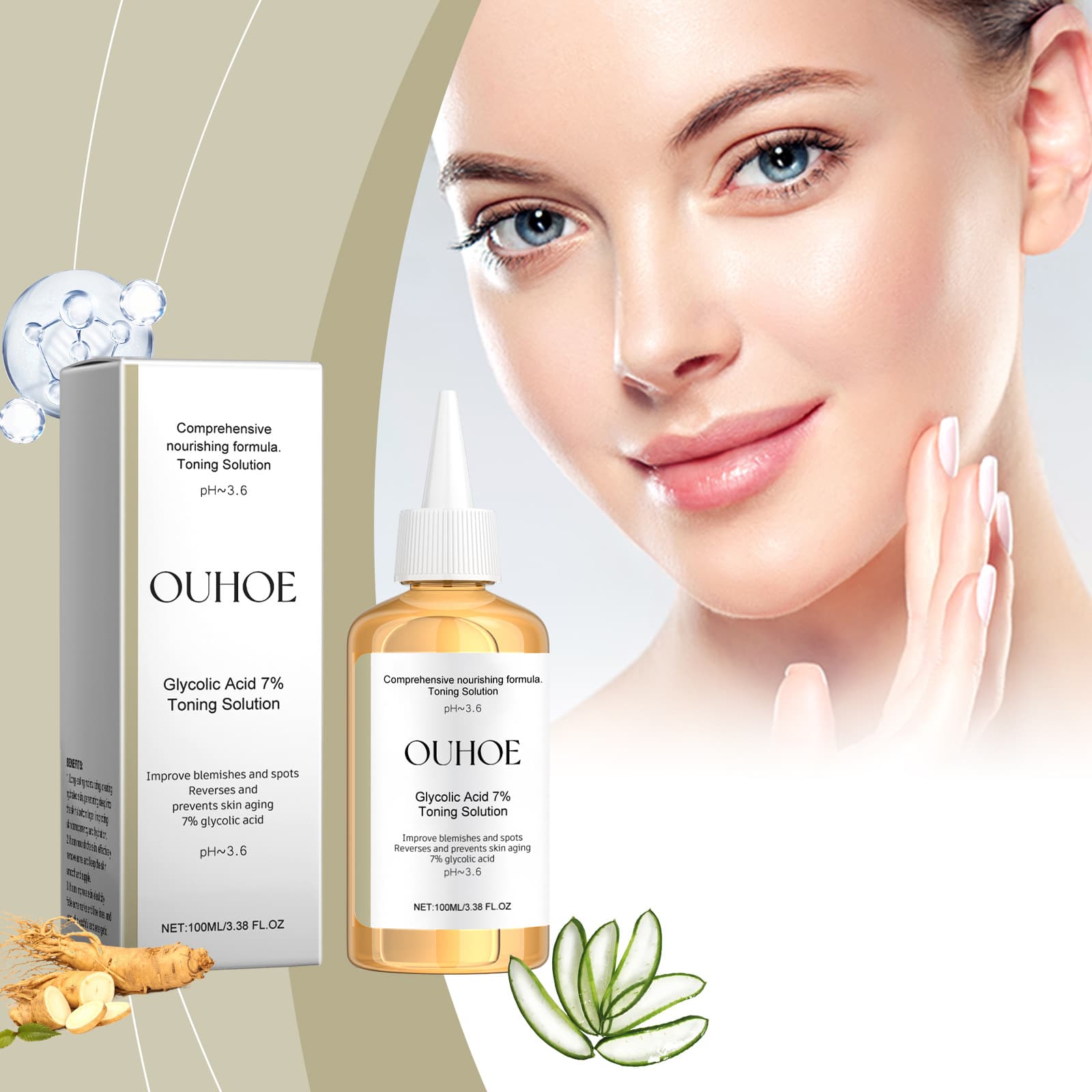 OUHOE Moisturizing Toner Cleanses Facial Skin, Refines Pores, Softens and Hydrates Skin