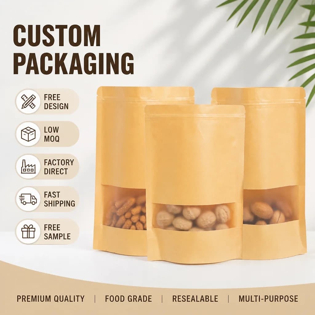 Kraft Paper Stand Up Pouch with Window