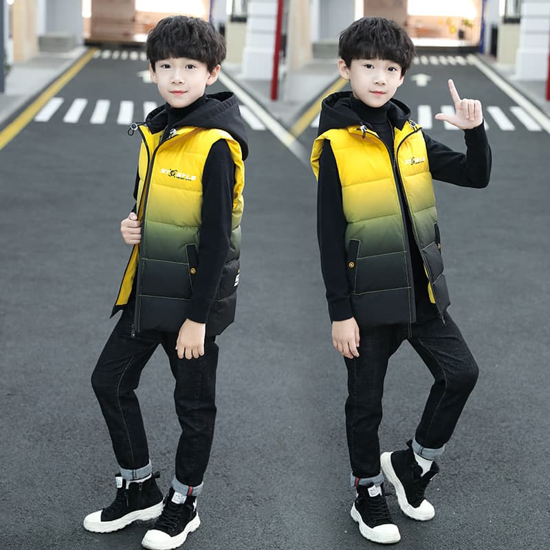 Boys' Winter Cotton Vest, Korean-Style Padded Vest for Kids, Thickened Vest Jacket for Boys, Trendy Top