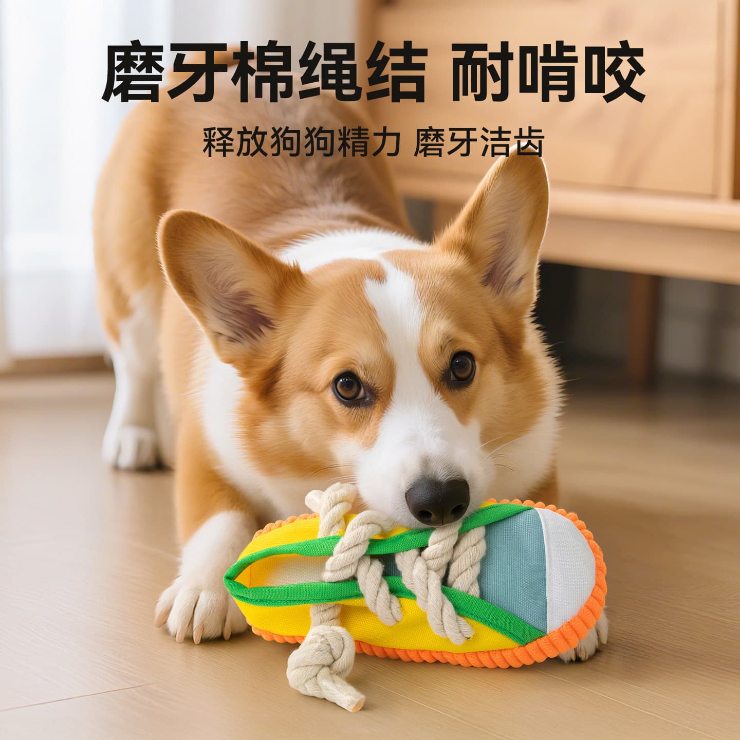 Dog Squeaky Slipper Toy Self-Entertainment Boredom Buster Rope Knot Teether Durable Chew Energy-Burning Toy for Small and Medium Dogs