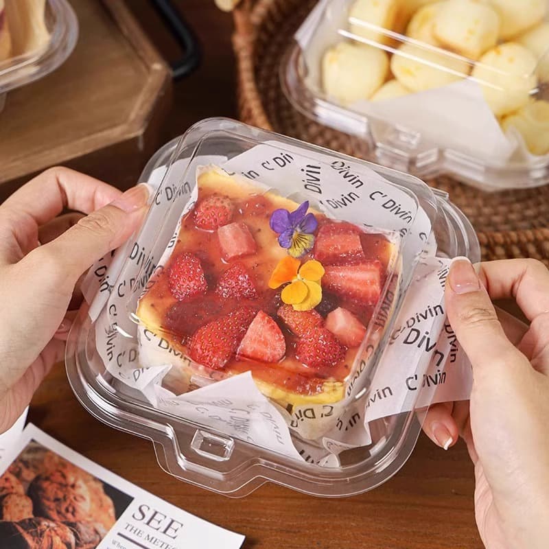 Disposable butter crispy baked rice cake packaging box Basque cake dessert flip-top box camping picnic box