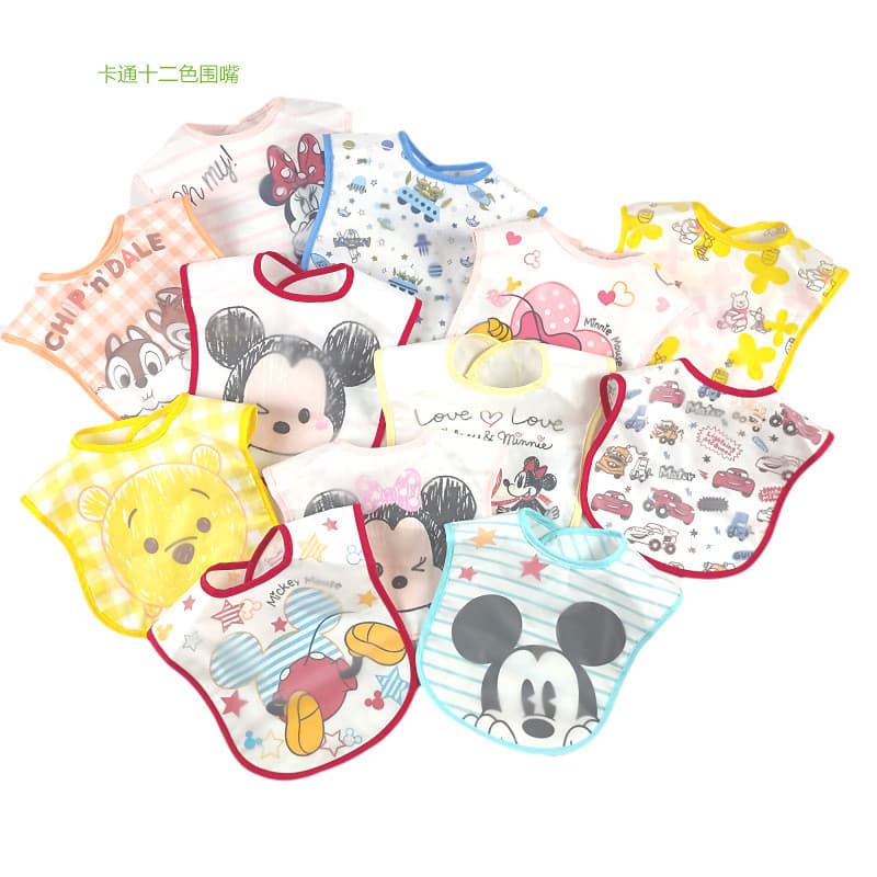 New style multi-printed saliva napkin waterproof smock for babies, infants and young children, printed pocket rice coat, 12 colors, eating bibs