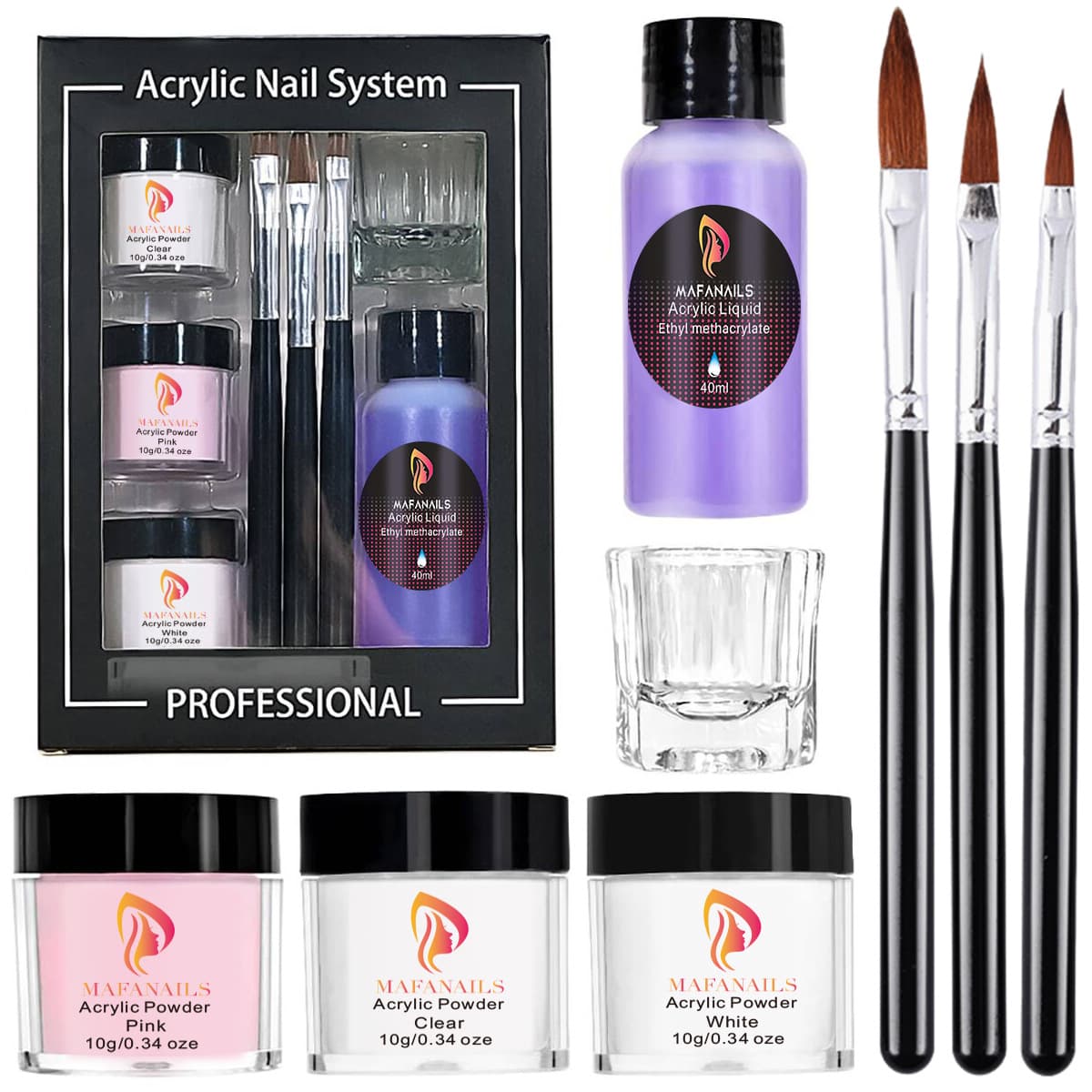 8-Piece Nail Art Acrylic Powder Set Manicure Tools Acrylic Nails Nail Extension 3D Sculpting Rhinestone Carving Powder