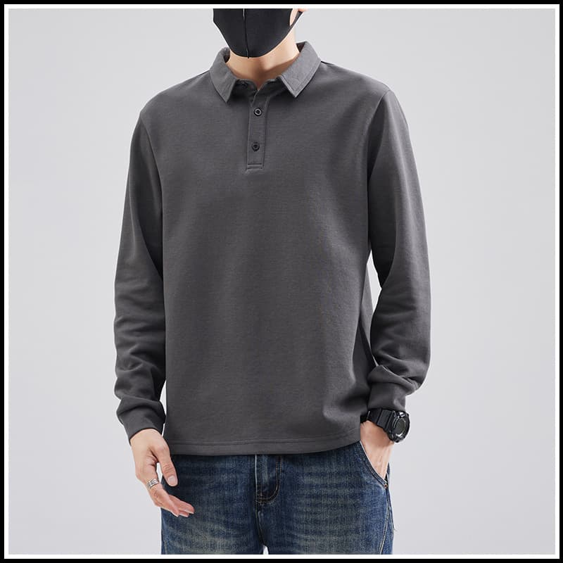 2026 Spring and Autumn New Long-Sleeve Polo Shirt Men's Turn-Down Collar T-Shirt Autumn/Winter Business Autumn/Winter Casual Top