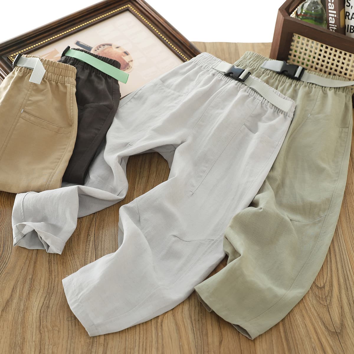 Boys' Cooling Pants Summer 2026 New Children's Linen Mosquito-Repellent Thin Pants Old Money Style Casual Trousers