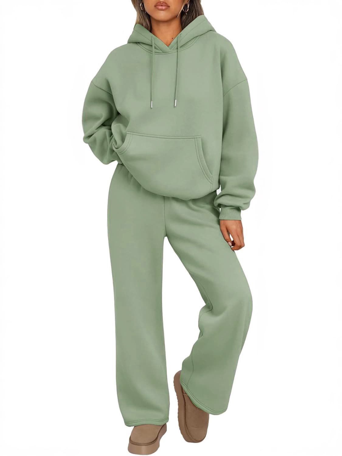 2025 European and American Cross-Border Autumn/Winter Women's Two-Piece Casual Hoodie with Loose Wide-Leg Pants Sportswear Set