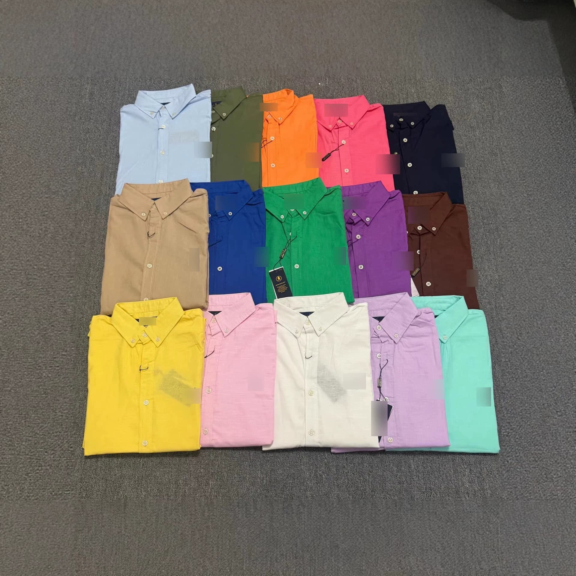 Cross-border Scannable RL Ralph Lauren Pony Logo Linen Basic Unisex Couple Shirt Long Sleeve Top