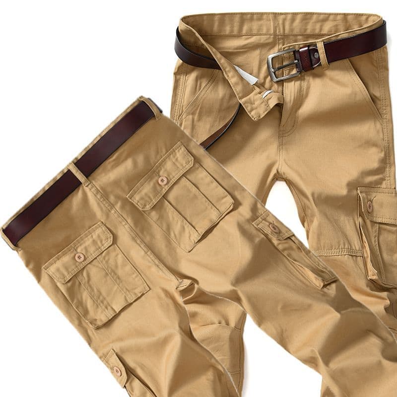 Pure cotton overalls men's casual pants sports multi-pocket loose long pants straight-leg outdoor men's spring and summer bottoms