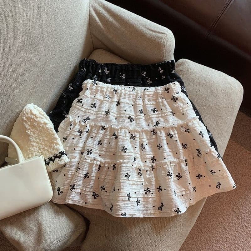 Summer 2025 New Girls Floral Print Short Skirt French Style High Waist Casual A-Line Tiered Tutu Skirt Sweet