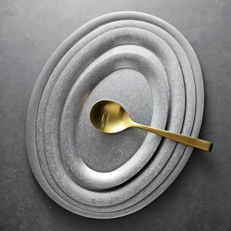 Japanese Retro Stainless Steel Plate Household Dish Oval Plate Tray Dessert Plate Flat Plate
