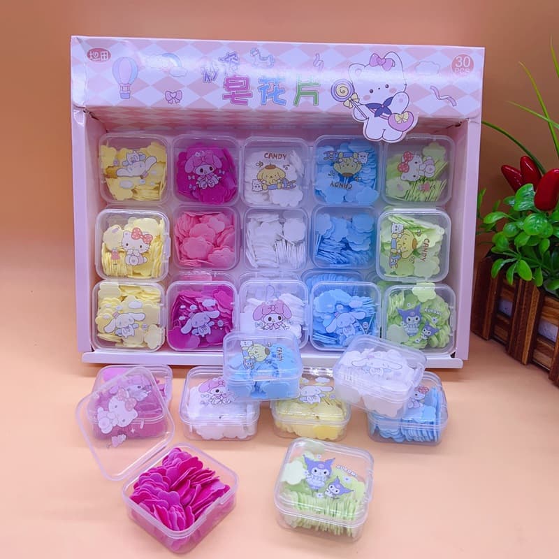 New cute small square box instant soluble soap sheets, cartoon and cute children's hand washing sheets, disposable soap sheets gift wholesale
