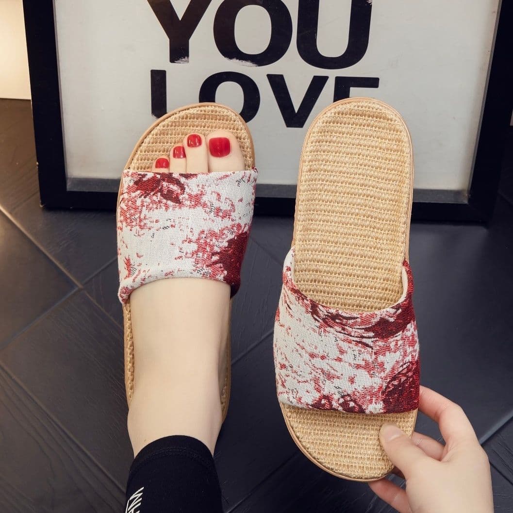 Linen Slippers for Indoor Home Use, Anti-Slip, Couple Soft Sole, Summer Chinese Style Cotton Linen House Slippers