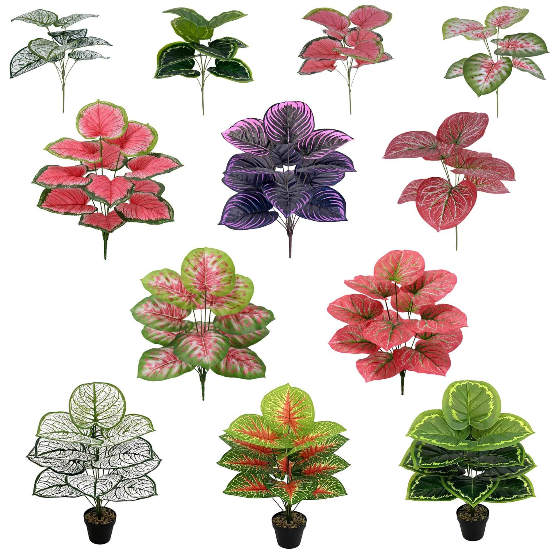 Artificial Green Plant Fake Flowers Wedding Decoration Plastic Red Leaf Plants Nordic Style Indoor and Outdoor Decorative Ornaments Wholesale