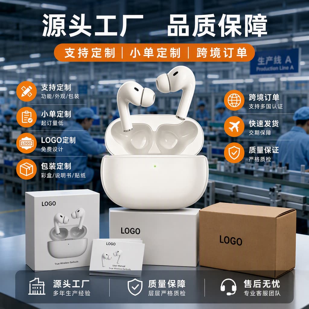 2026 New Bluetooth Earbuds with Leak-Proof Sound, Huaqiangbei Earbuds, Long Battery Life, Physical Noise Cancellation