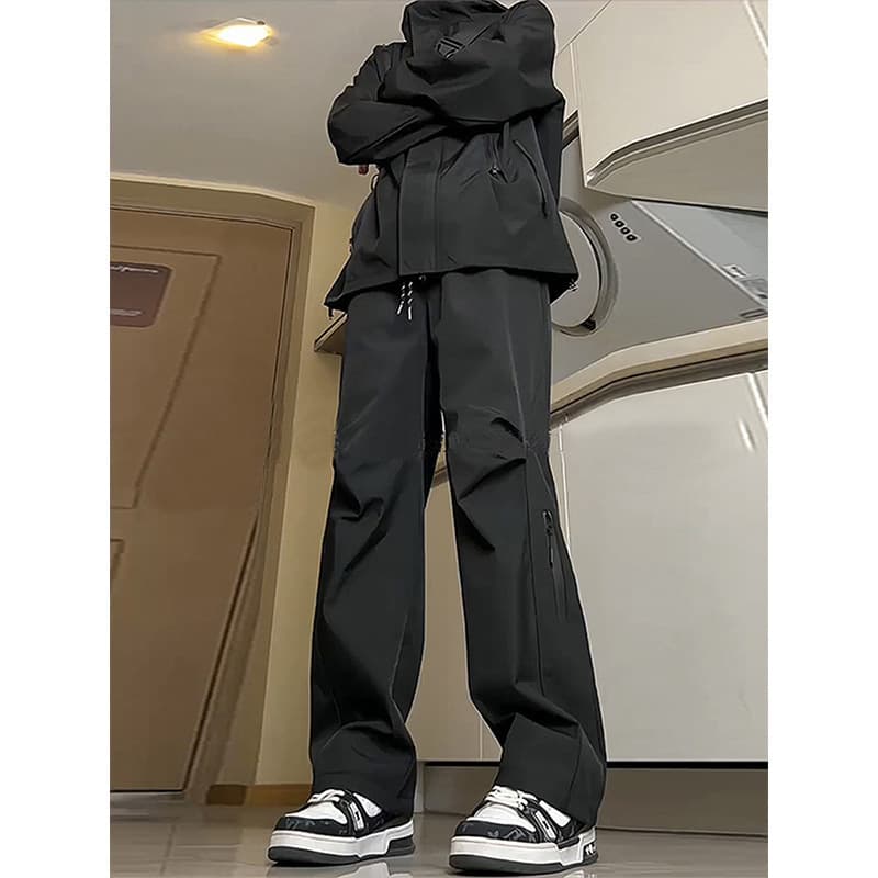 Windproof Waterproof Men's Hiking Pants, Summer Trendy Brand Drawstring Tapered-Leg Cargo Pants, Outdoor Quick-Dry Sports Mountaineering Trousers