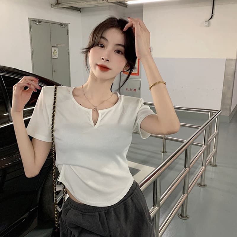 Slim Fit Yoga Clothes Short Sleeve V Neck Running Top Thin Summer Sport T Shirt Women's Elastic Quick Dry Tight Body Shaping