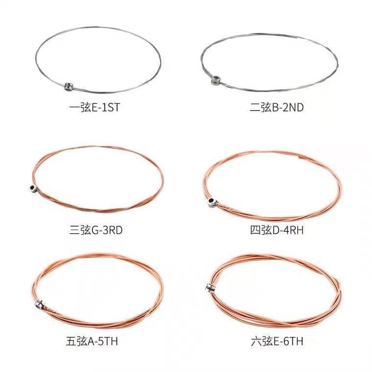 Folk guitar strings, universal for acoustic guitars, full set of single strings, a set of folk string accessories, universal
