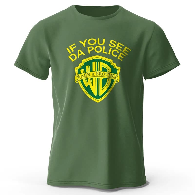 【Cross-border EU Size】Men's If You See Da' Police Printed T-Shirt 100%