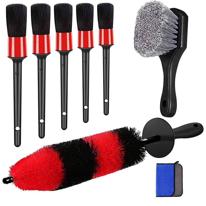 8-piece Car Cleaning Brush Set Towel Car Wash Detail Brush Air Conditioner Auto Cleaning Kit Vehicle Maintenance Tools
