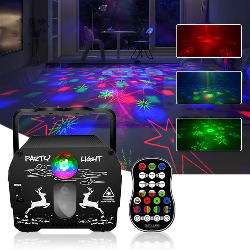LED colorful magic ball strobe beam stage atmosphere light, sound-activated for home, bar, and Christmas parties, with laser effects.