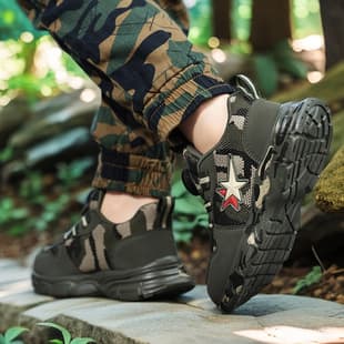 Boys Camo Military Training Shoes School Student Mesh Breathable Sports Shoes Boys Summer Camp Anti-Slip Running Shoes