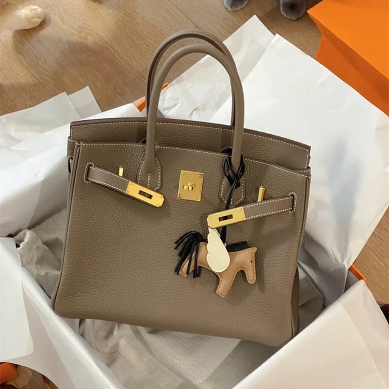2025 New Women's Handbag Platinum Bag Genuine Leather Tote Kelly Bag Top Layer Cowhide Single Shoulder Crossbody Bag