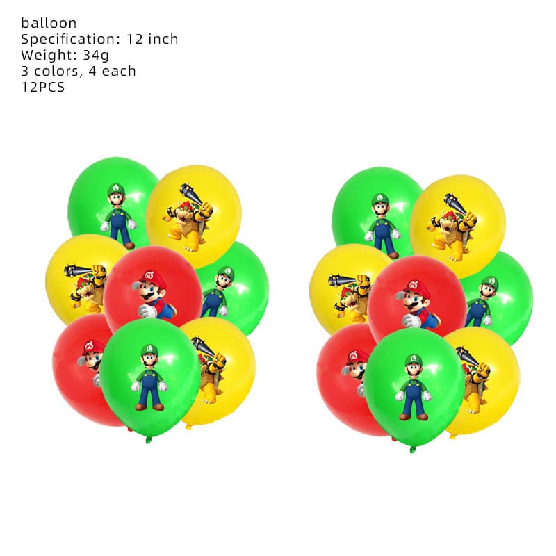 Cross-border Mario birthday theme party decoration Super Mario children's party hanging spinning balloons and flags