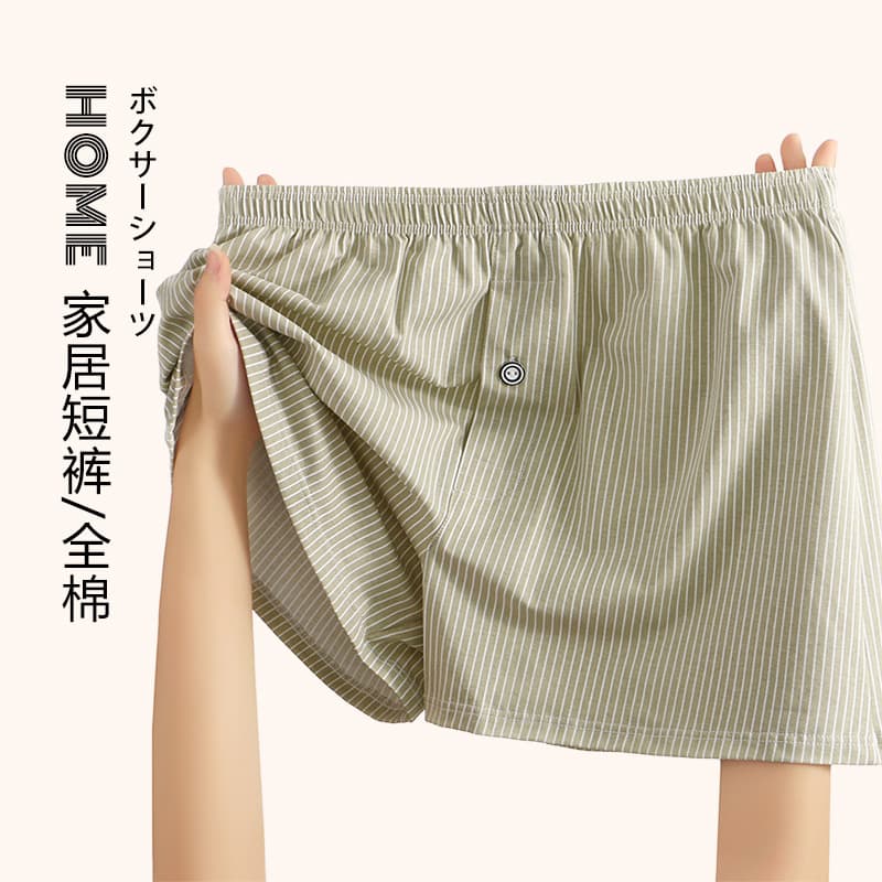 Japanese-style Muji Men's Boxer Briefs, Cotton, Loose-fit Home Shorts, Sports 3/4 Length, Flat Front Sleep Pants