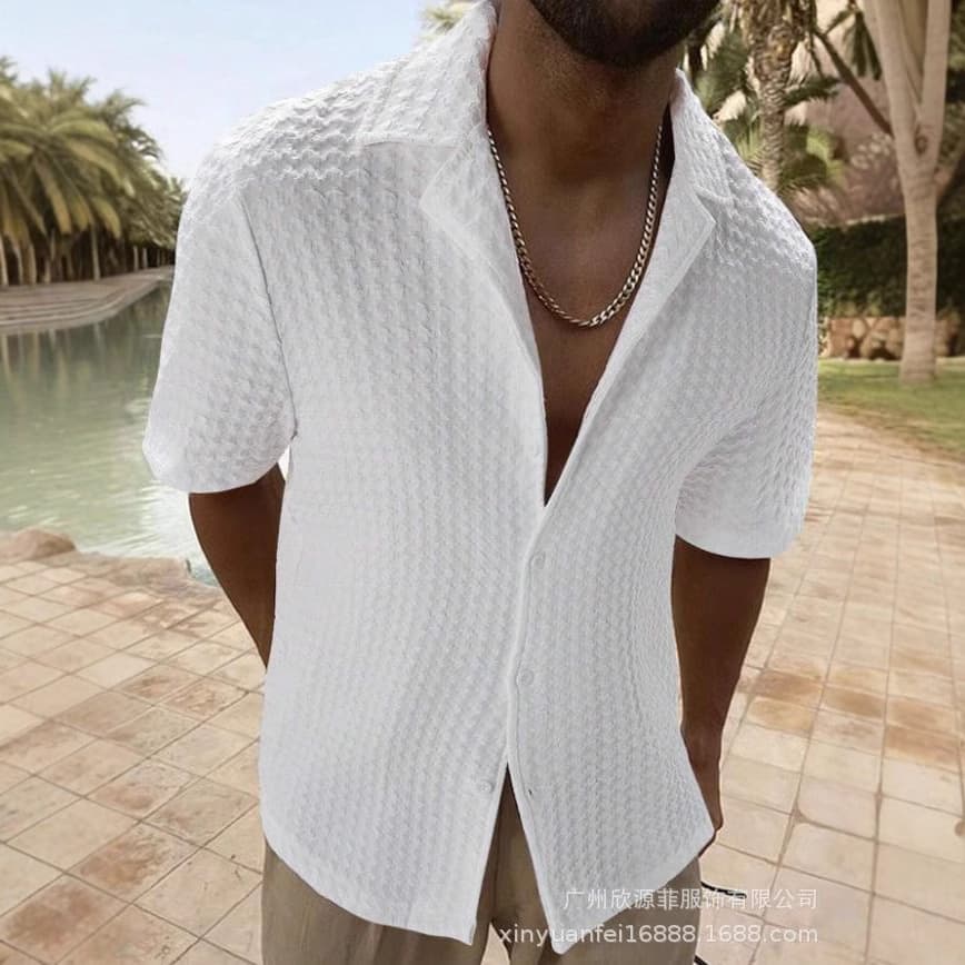 25 cross-border new men's shirts AliExpress hot selling solid color casual men's T-shirts Southeast Asia beach men's T-shirts cool men's clothing
